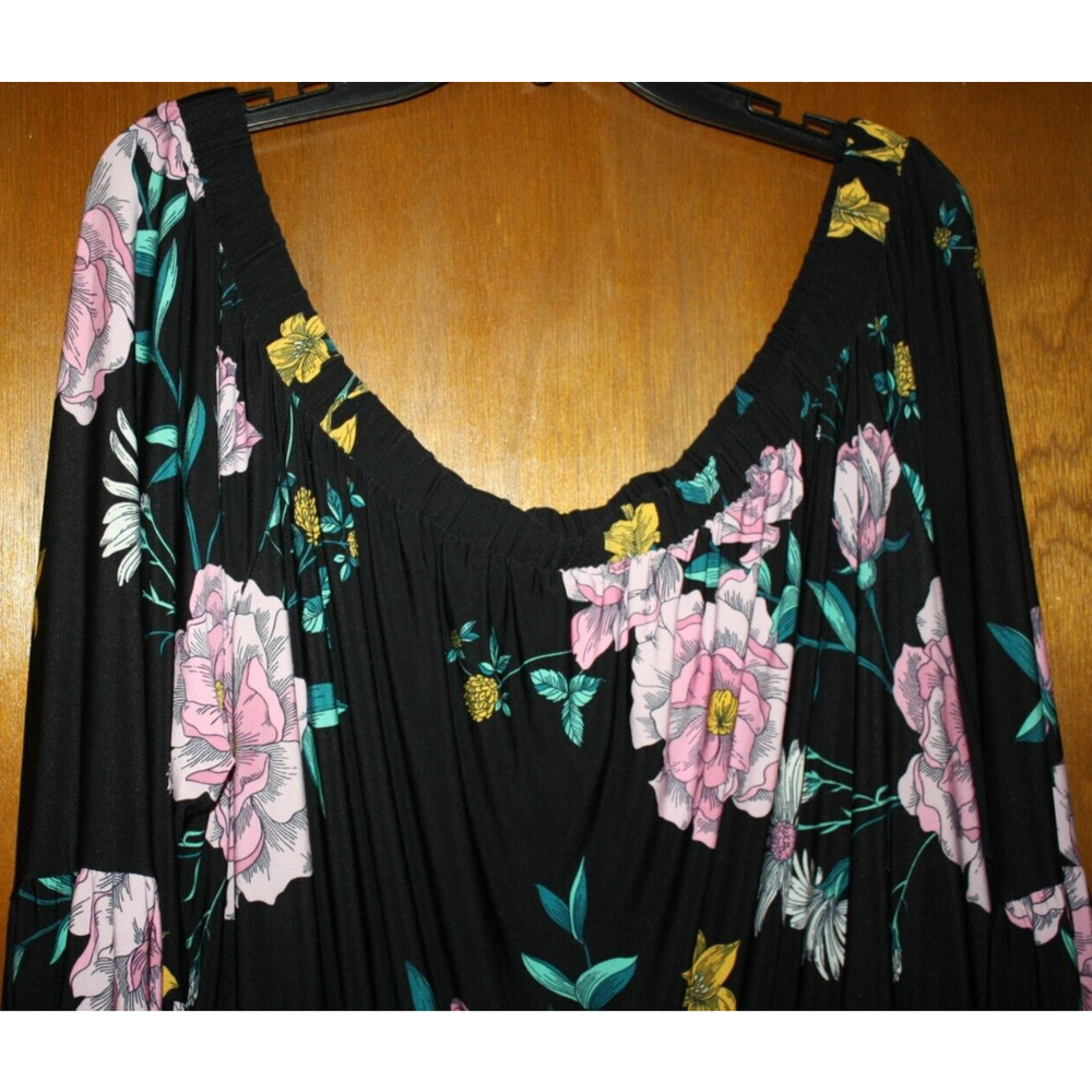 Lane Bryant Women's Black Pink Floral Off The Shoulder Boho Dress Plus Sz 22/24 - Picture 2 of 6